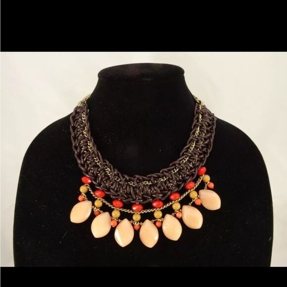 New Leather & Genuine Stone Necklace from Coldwater Creek Store NWT 18" - Picture 2 of 4